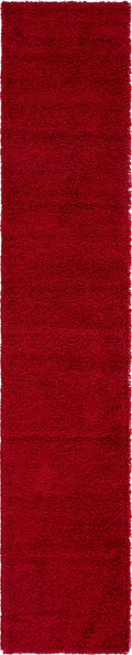 Rugs.com Solid Shag Collection Rug - 13 Ft Runner Cherry Red Shag Rug Perfect for Hallways, Entryways