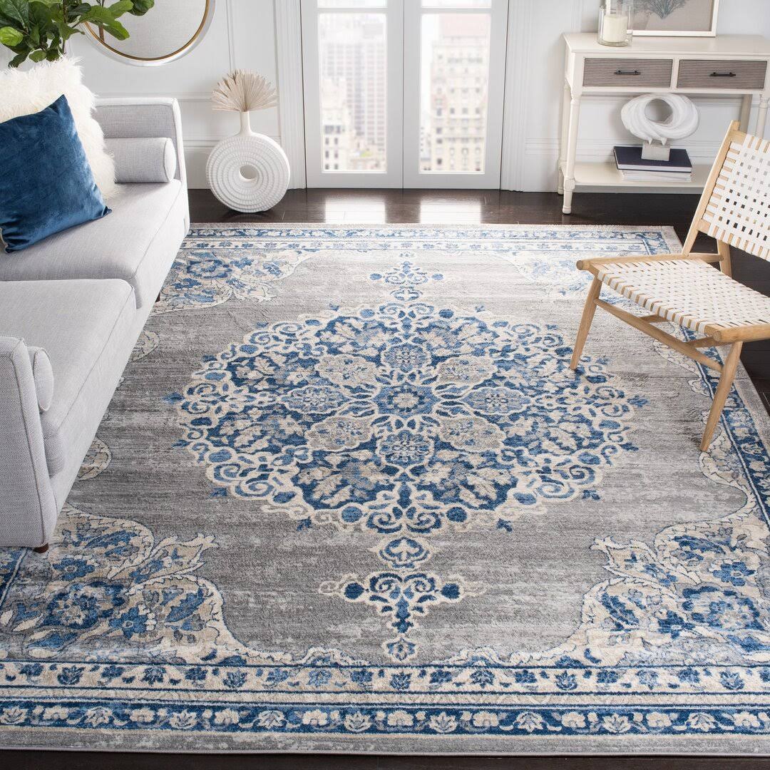 Bungalow Rose Cornett Light Gray/Blue Area Rug, Size: Rectangle 5'3 inch x 7'6 inch