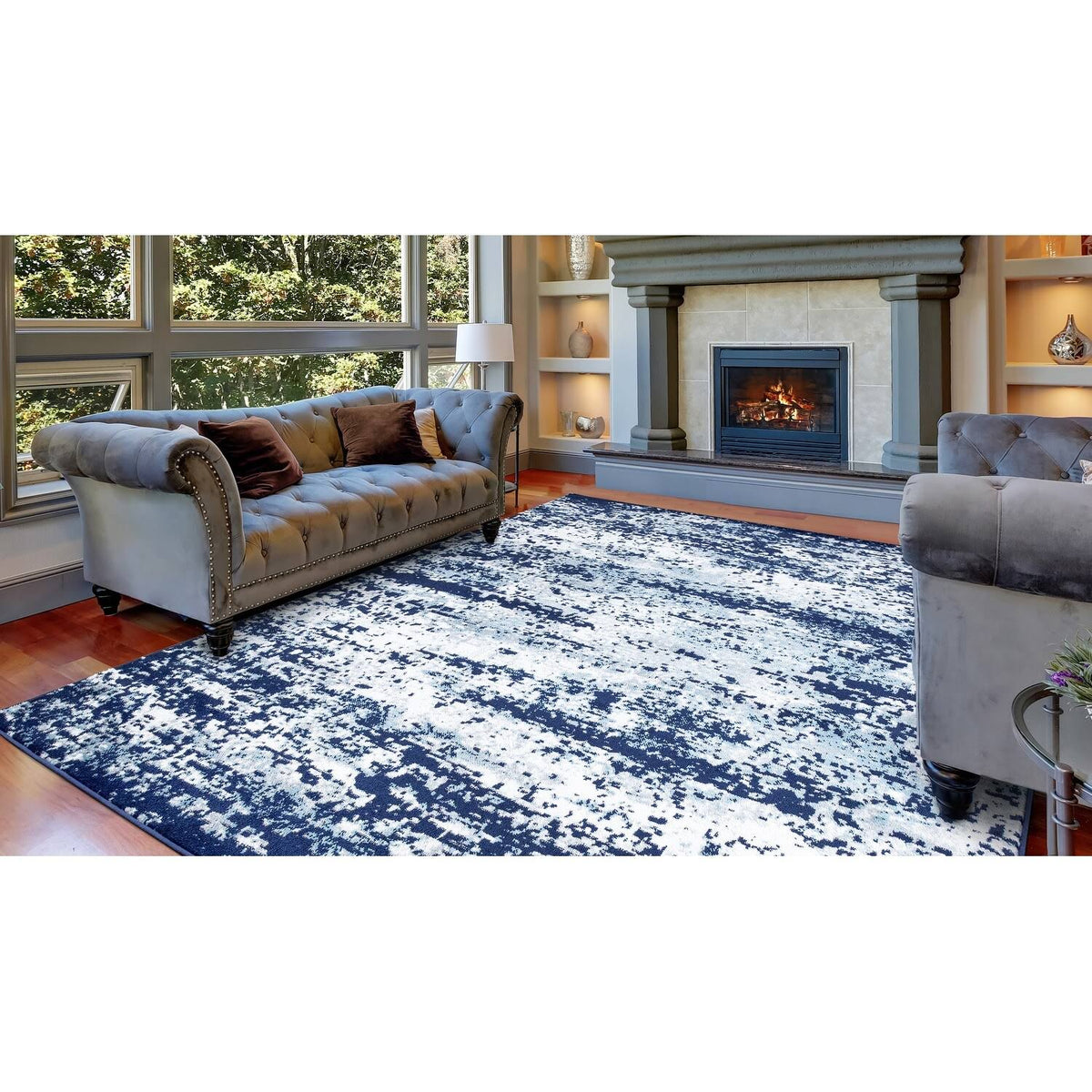 Concord Global Trading 69553 3 x 4 ft. Jefferson Abstract Rectangle Area Rug Navy